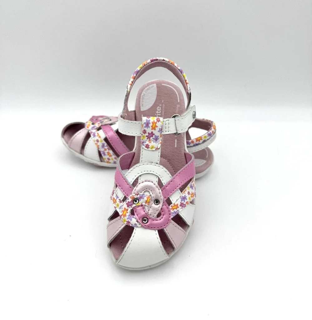 NWB Girls Stride Rite Pink and White Sandals, Size 10M